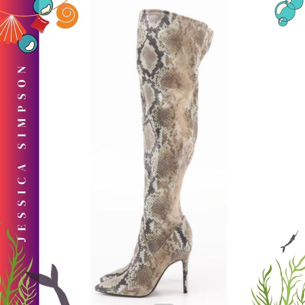 Jessica Simpson Animal Print- Over-the-Knee Stiletto Stretch Boots